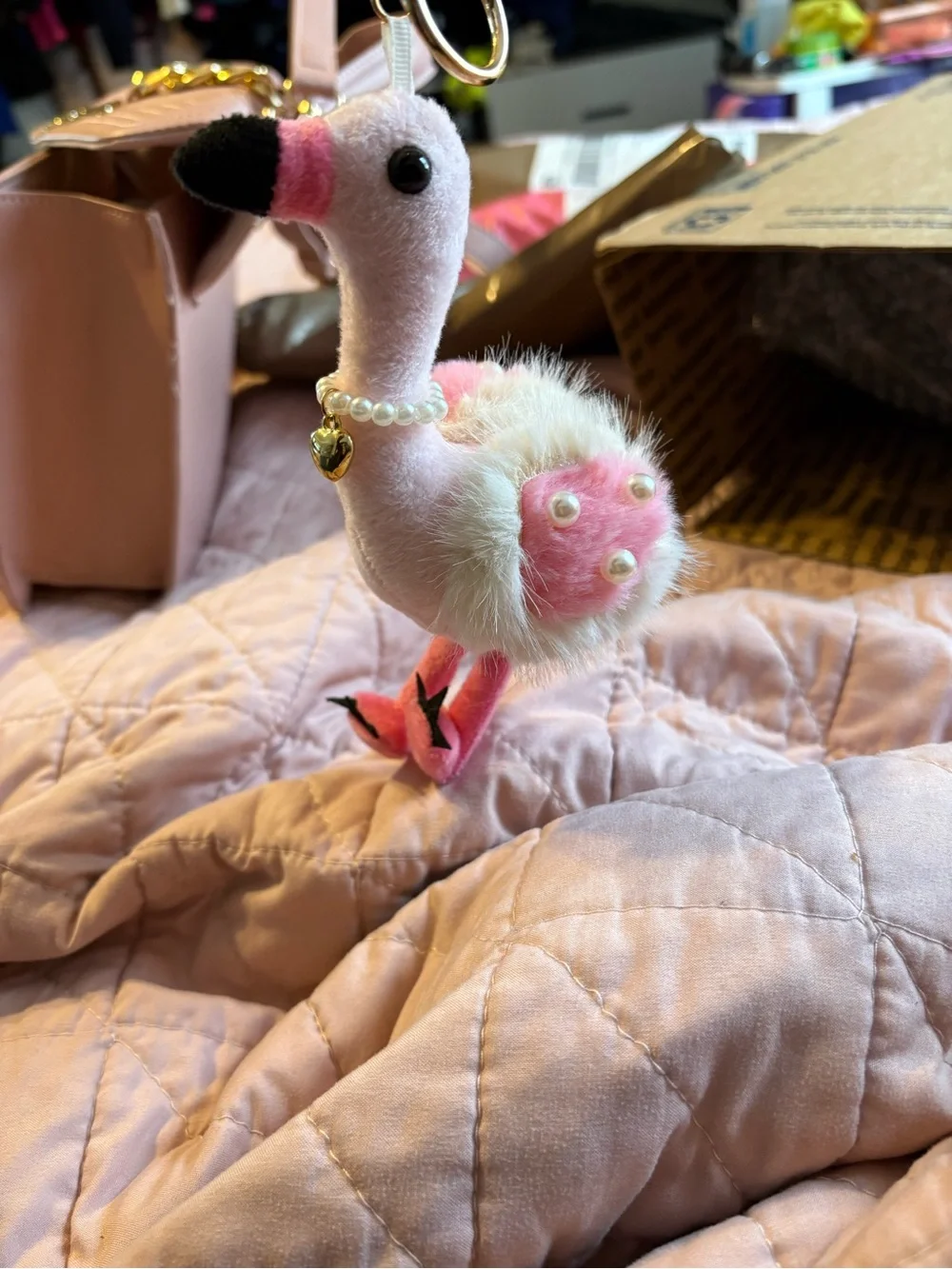 Natasha flamingo plush pink bag charm/keychain- adorable TikTok viral bag charm